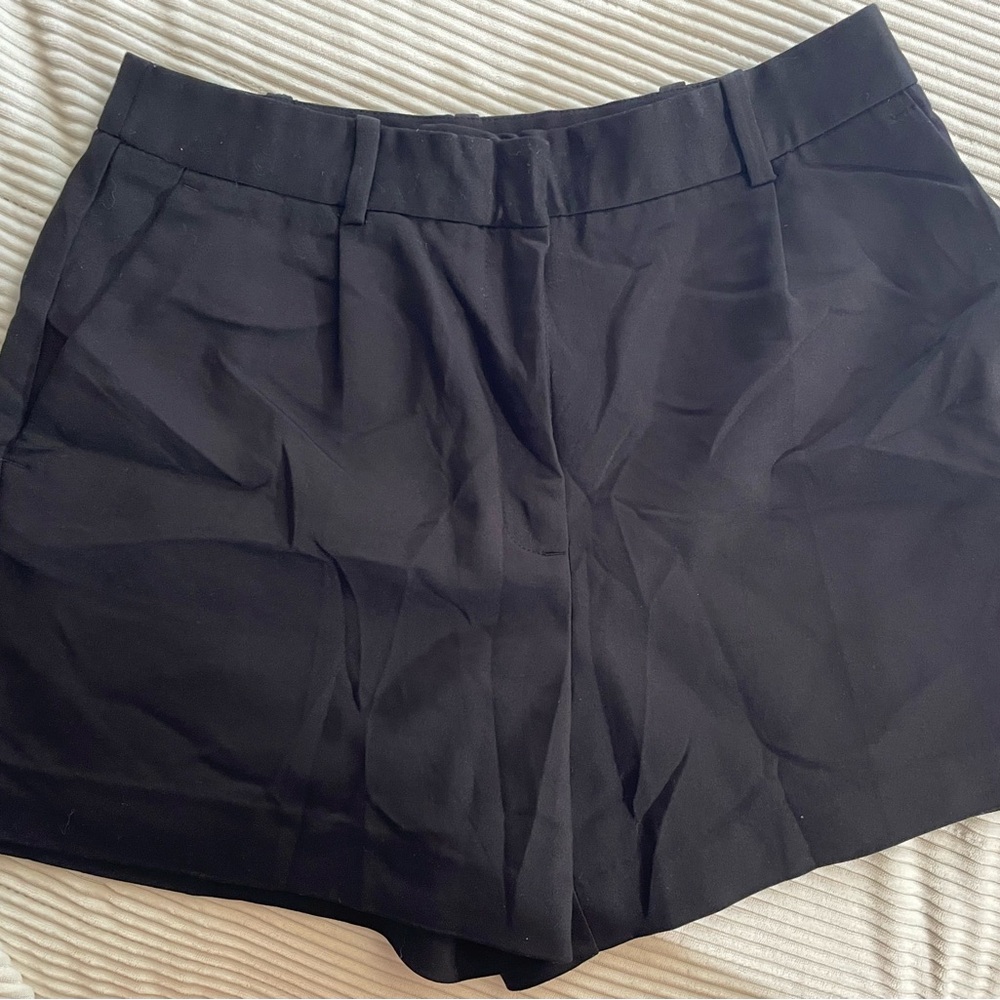 Zara Black Bermuda Shorts Tailored Flat Front